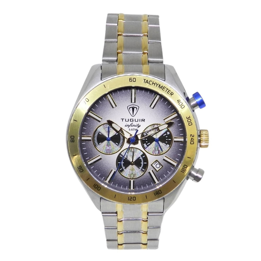 Relógio Masculino Tuguir Infinity Cronógrafo TGI37117 Prata e Dourado