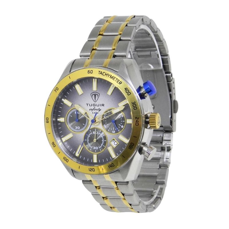 Relógio Masculino Tuguir Infinity Cronógrafo TGI37117 Prata e Dourado